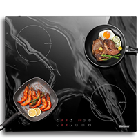 Karinear induction hob with plug, 4 Zones, 60cm built-in with marbling ceramic glass,3500W, touch control,timer, safety lock