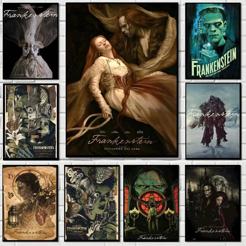 Frankenstein Movie CanvasWallArt Poster Self-adhesive Advanced Aesthetic Printing Paper Wall Art for Living Room Home Decor