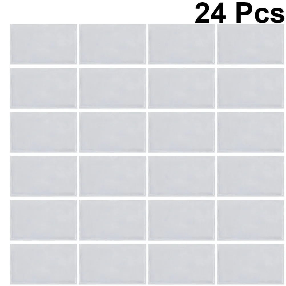 24Pcs Waterproof Transparent PVC Eva Card Holders Self-Adhesive Badge Pockets for Office School Travel Factory Home Organization