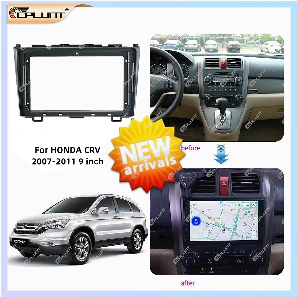 Car DVD Frame Fascia Adapter For HONDA CRV 2007-2011 9 INCH Android Radio Dash Fitting Panel Kit