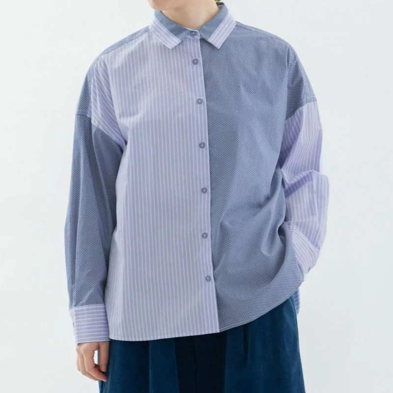 

Japanese Sle Loose Long Sve irt Women's Pure Color Plaid Pattern New Autumn Faion Casual Versatile Cotton irt