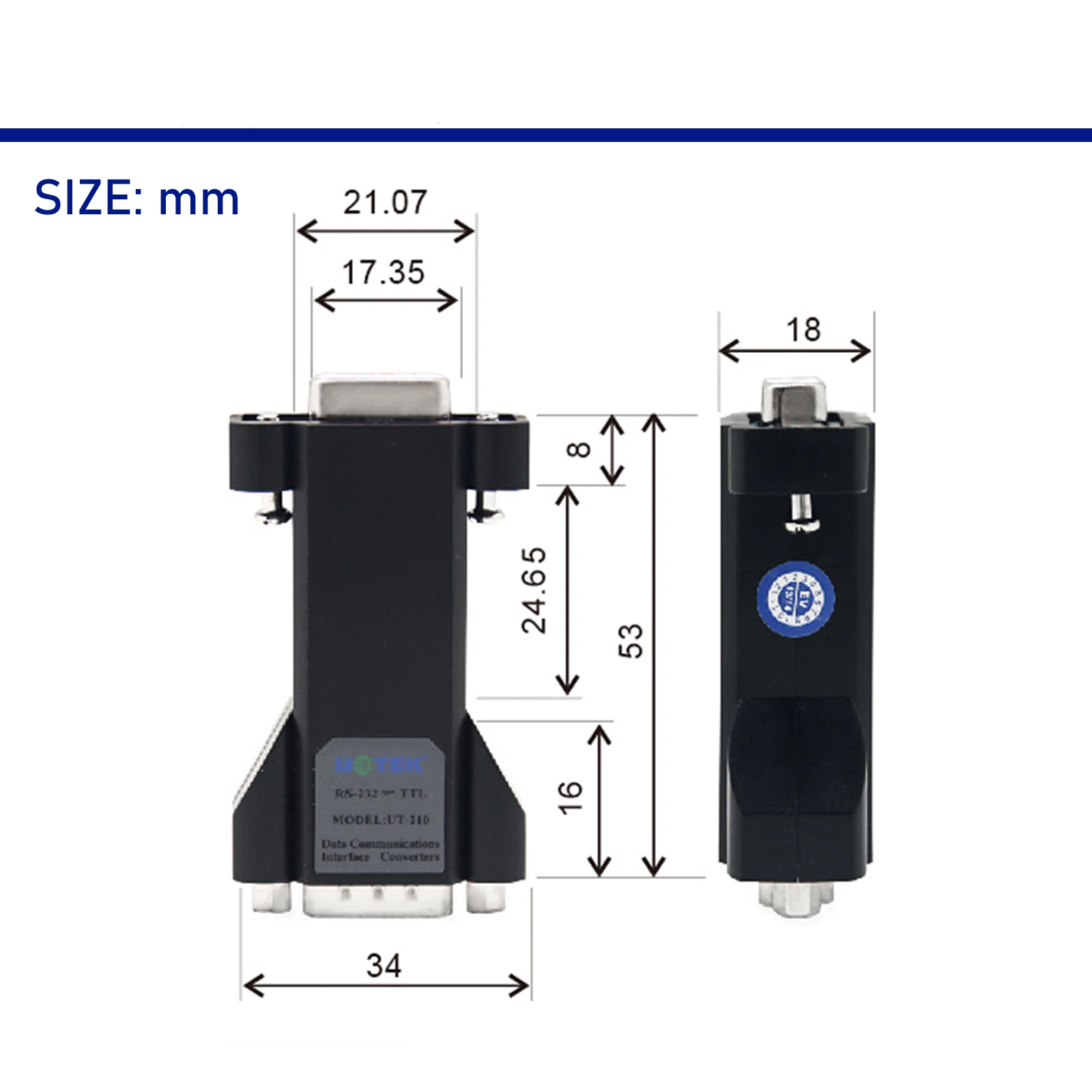 UOTEK Industrial Grade RS-232 RS232 to TTL Converter Output 5V COM DB9 Connector Adapter Supports All Operating System UT-210