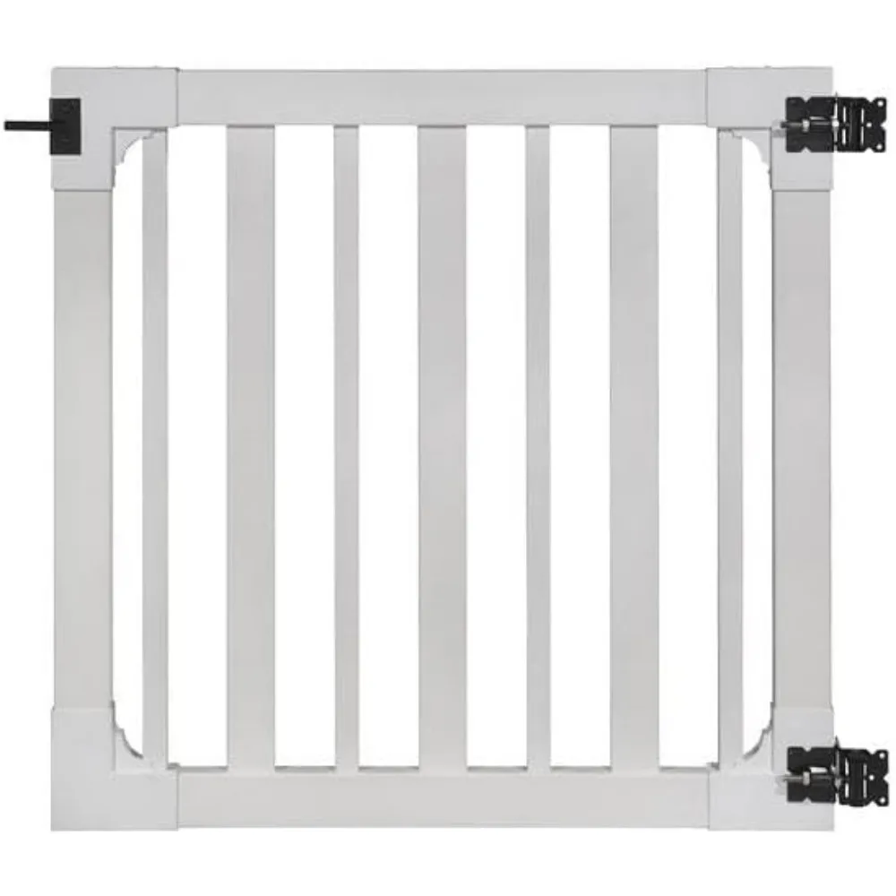 50.5in H X 48in W Gate Kit, White Vinyl Picket Yard Fence Gates with Hardware, Durable Outdoor Gate, Fence