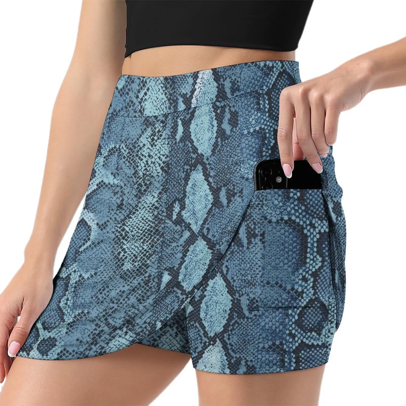 Blue Snakeskin Skirt Ladies Animal Print Kawaii Mini Skirts Spring Y2K High Waist Pattern Oversize Casual A-line Skirt