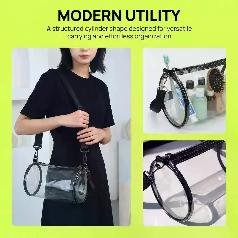 Stylish Transparent Laser Crossbody Bag for Women Cylinder Mini Shoulder Purse for Parties and Street Fashion view 3