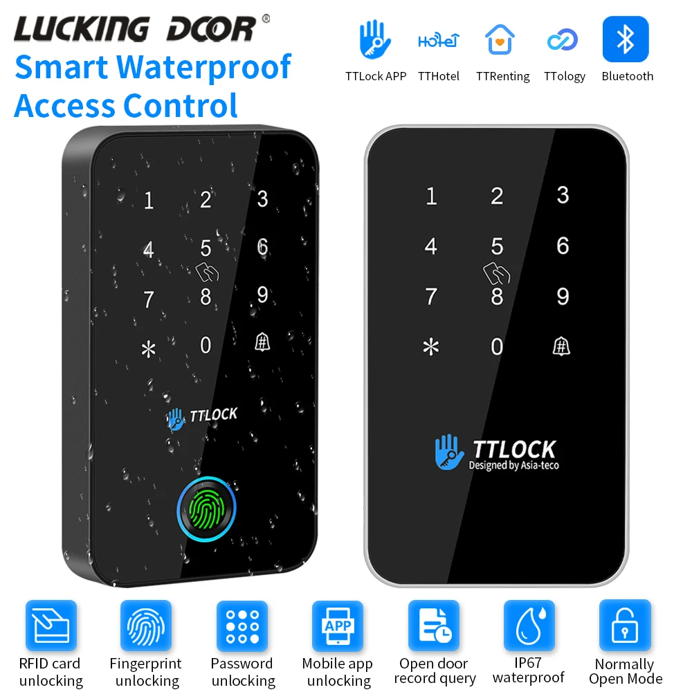 TTLOCK Intelligent Access Control Keyboard IP67 Waterproof Outdoor Intelligent Fingerprint Password Bluetooth Lock 13.56Mhz Card