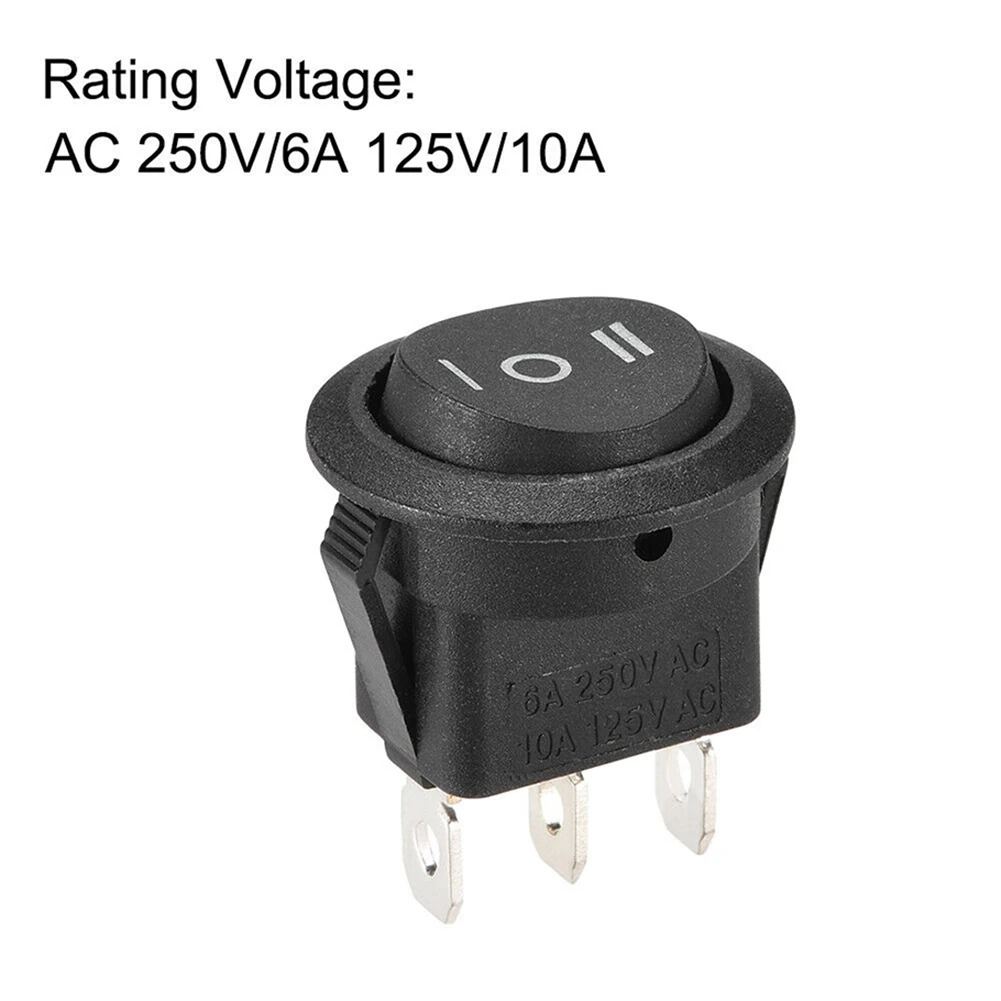 

Switch Rocker Switch 20mm 3Pins 5 PCS/Set Black Round Open/close/open Polyamide UL94V-2 Way Dash Rocker Switch