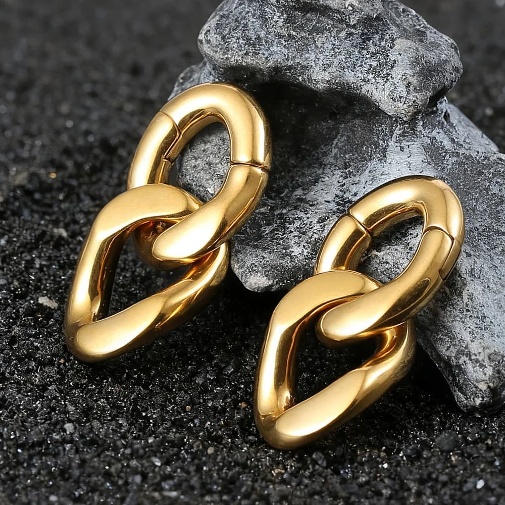 Casvort 2 Stück 316L Edelstahl Coole Ketten-Ohrgewichte Hänger Expander Piercing Damen Herren Körperschmuck 6mm 2G Punk – Detail 8