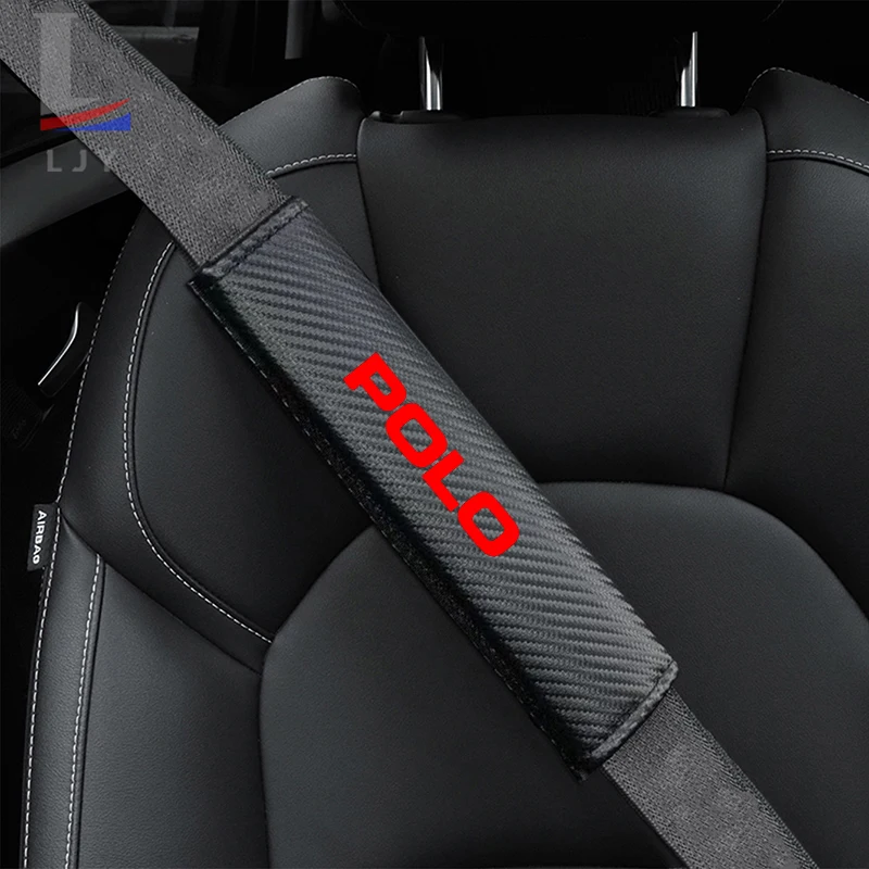 For VW POLO Carbon fiber leather It contains thick sponge seat belt shoulder pads car accessories