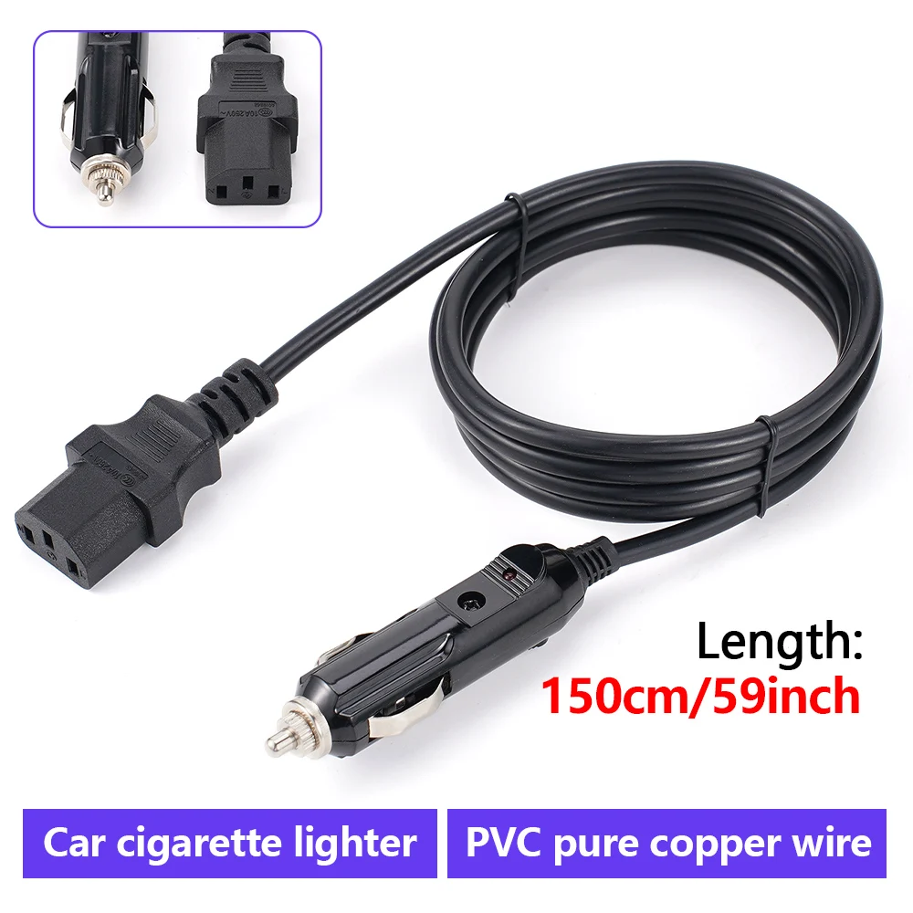 Universal Car Power Cord 3-Pin Lead Wire Cigarette Lighter Male Plug Connector Cable for Auto Instant Pot Rice Cooker Hot Kettle