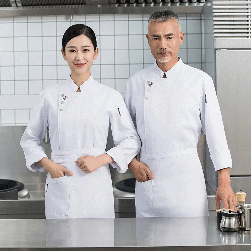 ホテルシェフ制服プロフェッショナルメンズ長袖レストラン調理コートキッチンジャケットベーカリーペストリーカフェウェイターコックシャツ