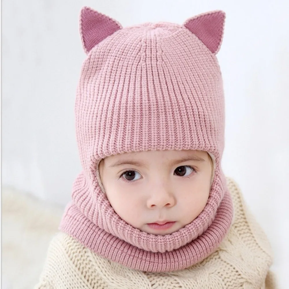 

Fashionable Keep Warm Winter Balaclava Hats Solid Color Soft Fabric Knitted Hats Comfortable Thickened Hats Wear