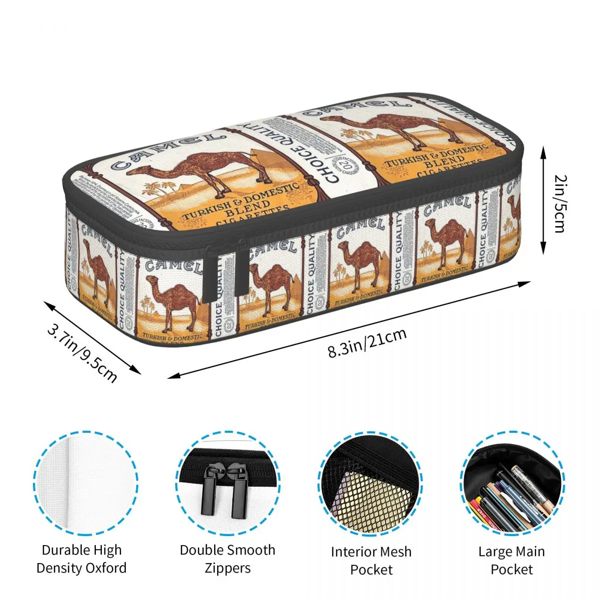 Pacote de cigarro camelo vintage, estojo de lápis para crianças, caixa de caneta escolar, bolsa de lápis, material de papelaria, bolsa porta-canetas