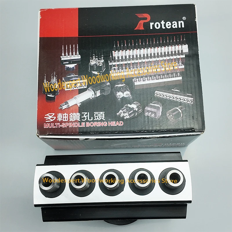 Adjustable Boring Head for 32x5mm System Cabinet Hinge Shelf Pin Drilling Straight Shank/Threaded Shank Options with 5 Adaptors