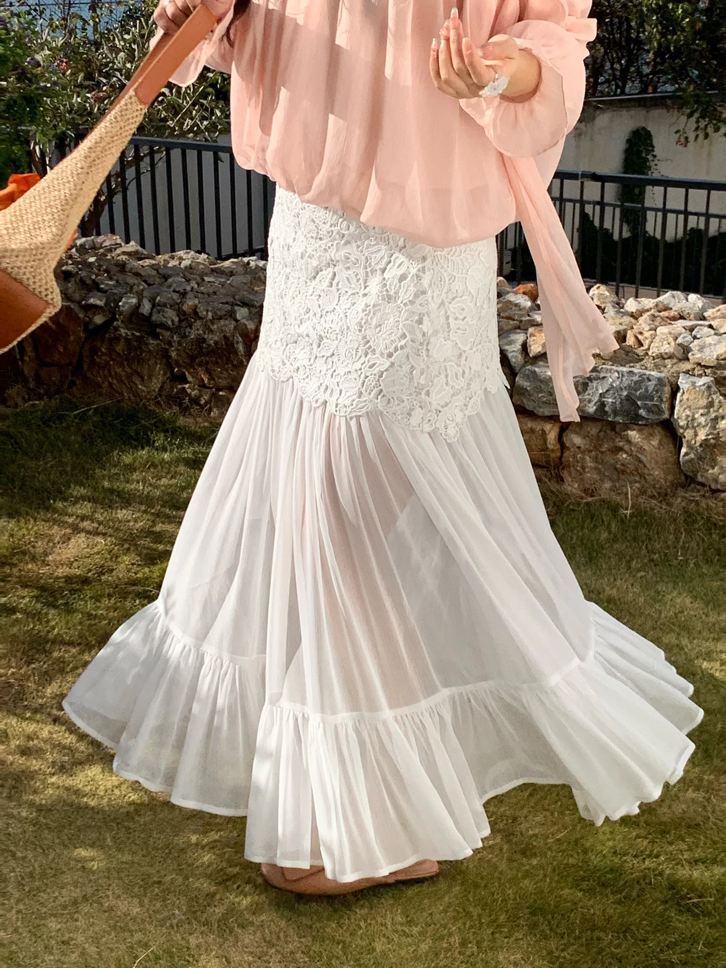 

Mimi Micro plus Size Lace Embroidered f Skirt Fairy T Girl Sle High Waist Slim Fit Spring Collection Moonlight Waltz