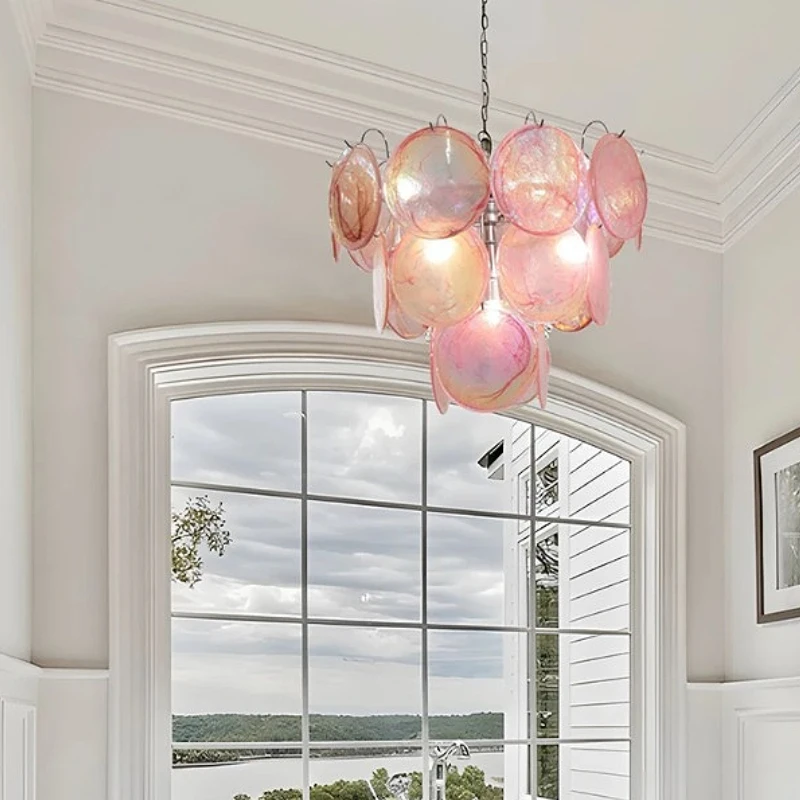 الأحمر سحابة الزجاج الثريات LED تركيبة إضاءة خمر إيطاليا مصمم مصباح معلق للسقف غرفة الطعام ديكور بريق بهو