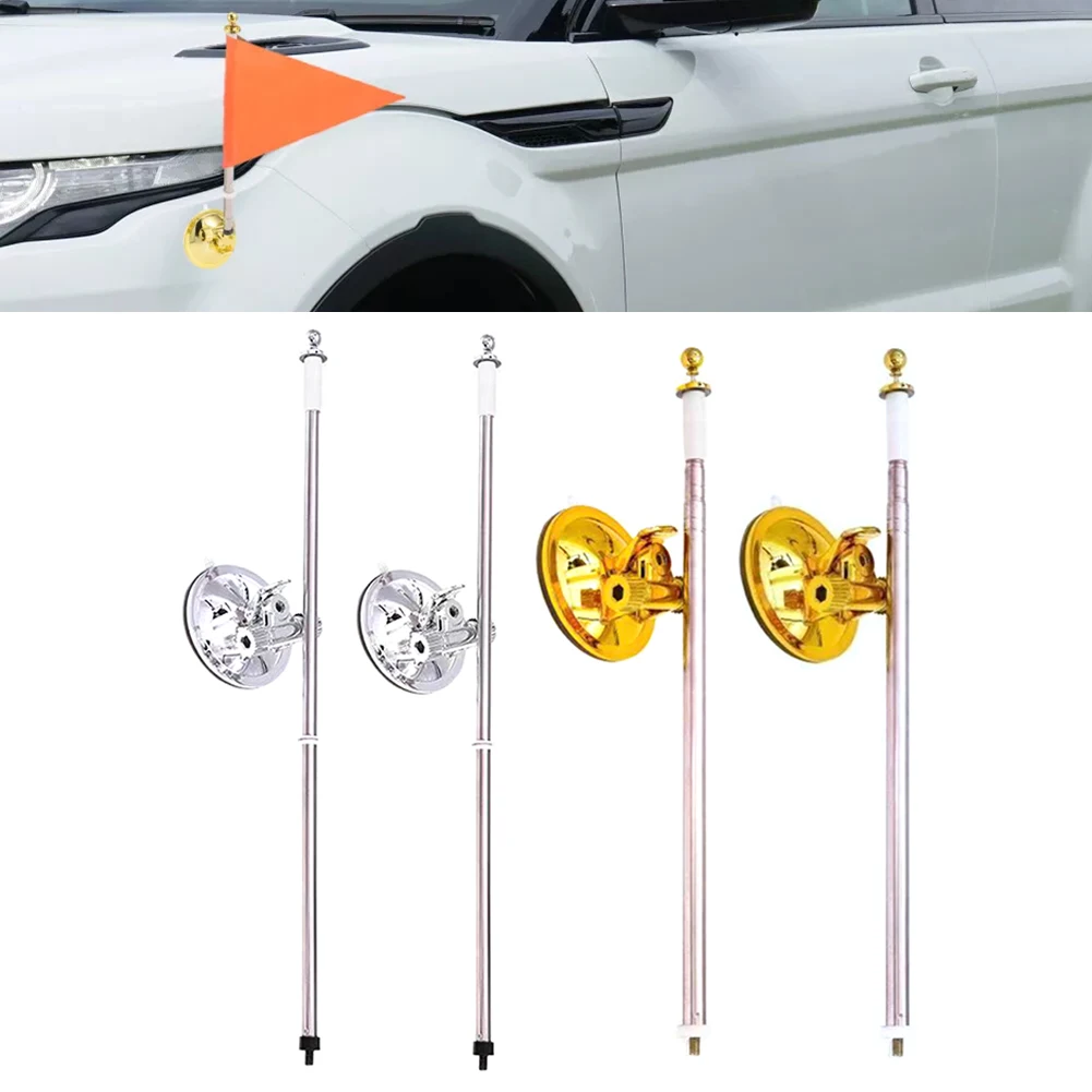 

New Practical Flagpole Holder Flagpole Stand Telescopic Pole 1Pc Car Stainless Steel Flag Pole No Nails Scalable