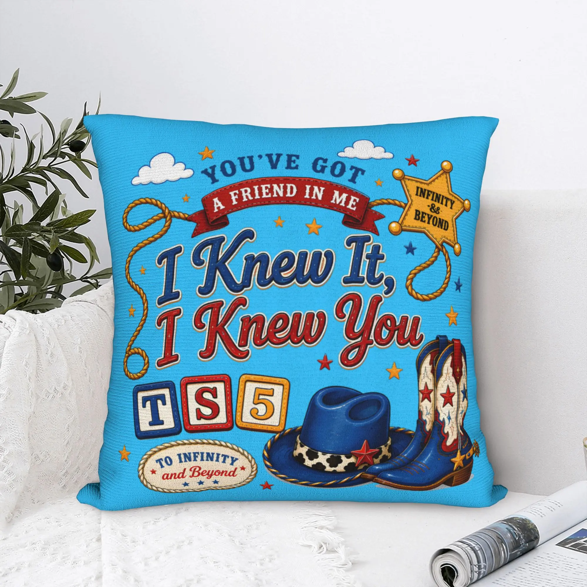 I Knew It I Knew You Cowboy Friendship  Square Pillow Covers Living Room TS5 Cushion Cover Creative Throw Pillow Case