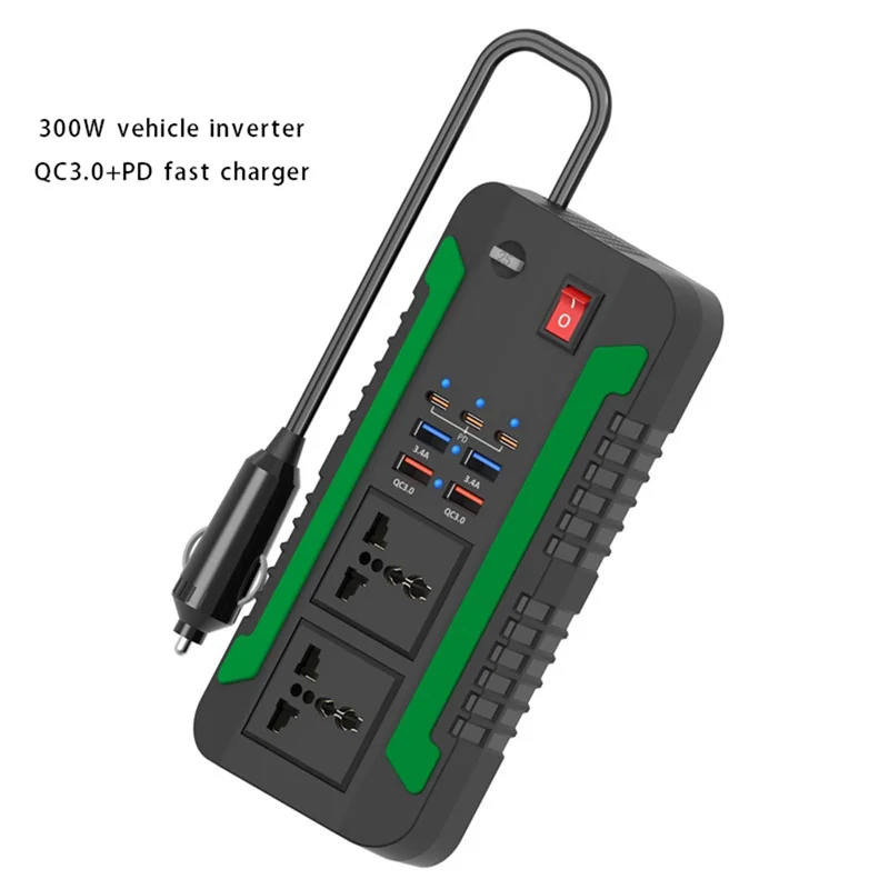 

Exquisite-Car Inverter 300W Inverter Power Inverter Adapter 300W 12V24V 110V220V Car Converter Type-C USB QC3.0 Charger Fast Cha
