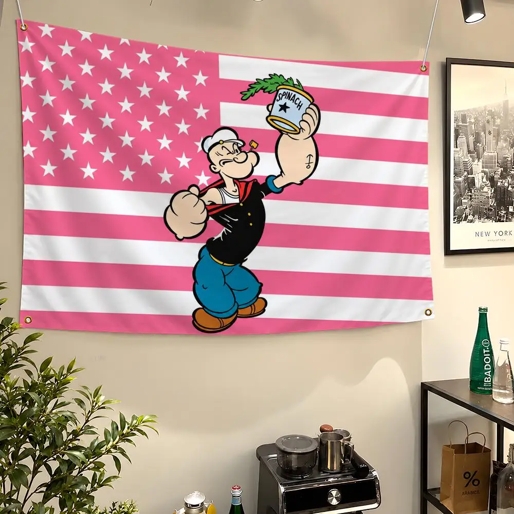 Cartoon Popeye Olive Oyl Bluto Spinach Flags Wall Hanging Flag Banners For Birthday Parties Outdoor Bedroom Dorm Room Decor