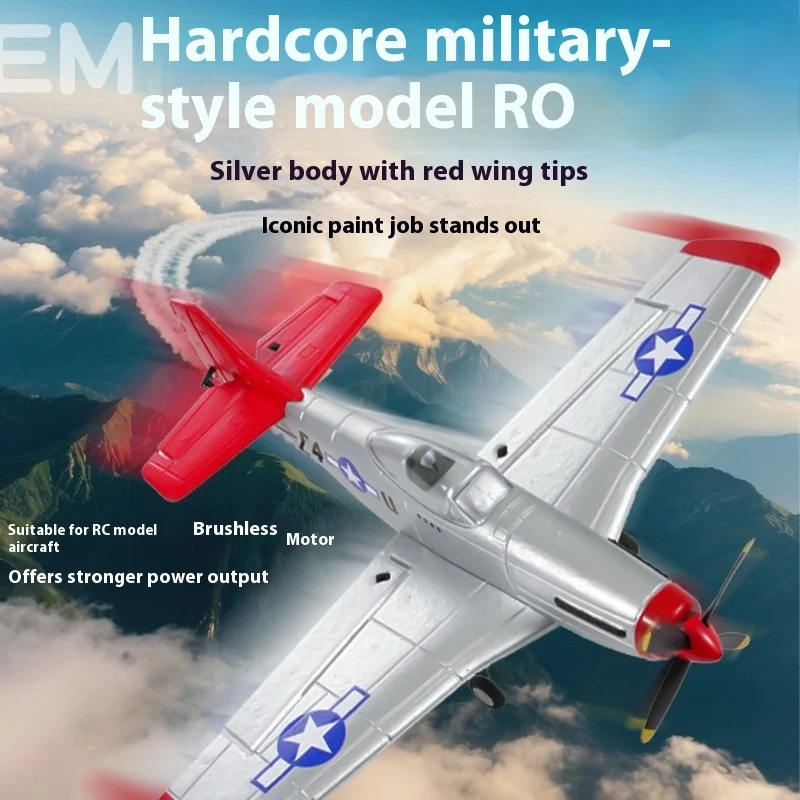 FX9501 P51D Mustang 4 canaux RC avion moteur sans balais, modèle de chasse à l'échelle avec train d'atterrissage rétractable pour débutant adulte