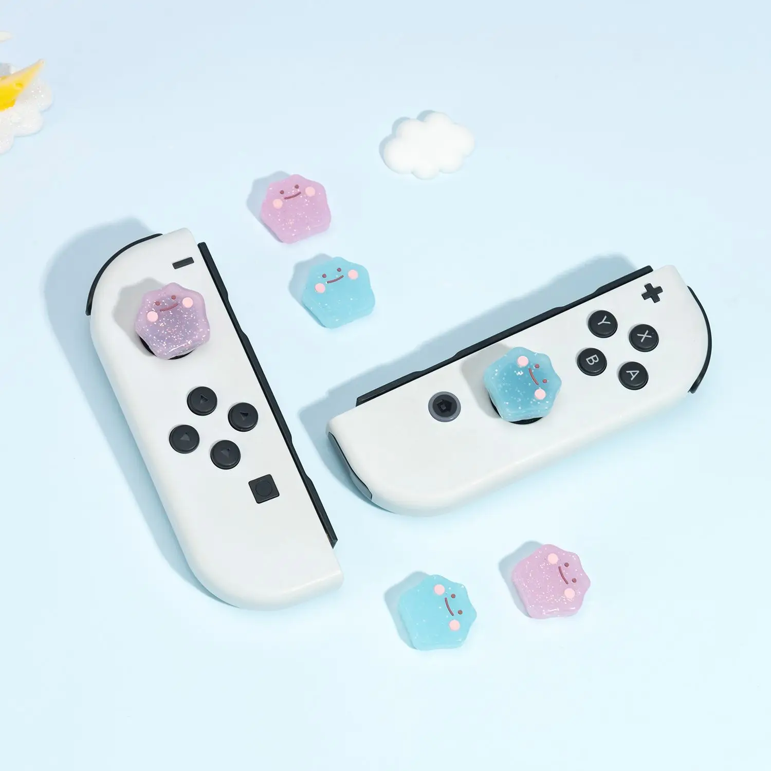 Transparante Glitter Siliconen Thumb Stick Grip Cap Bling Soft Cover Voor Nintendo Switch Oled Ns Lite Joycon Controller Thumbstick