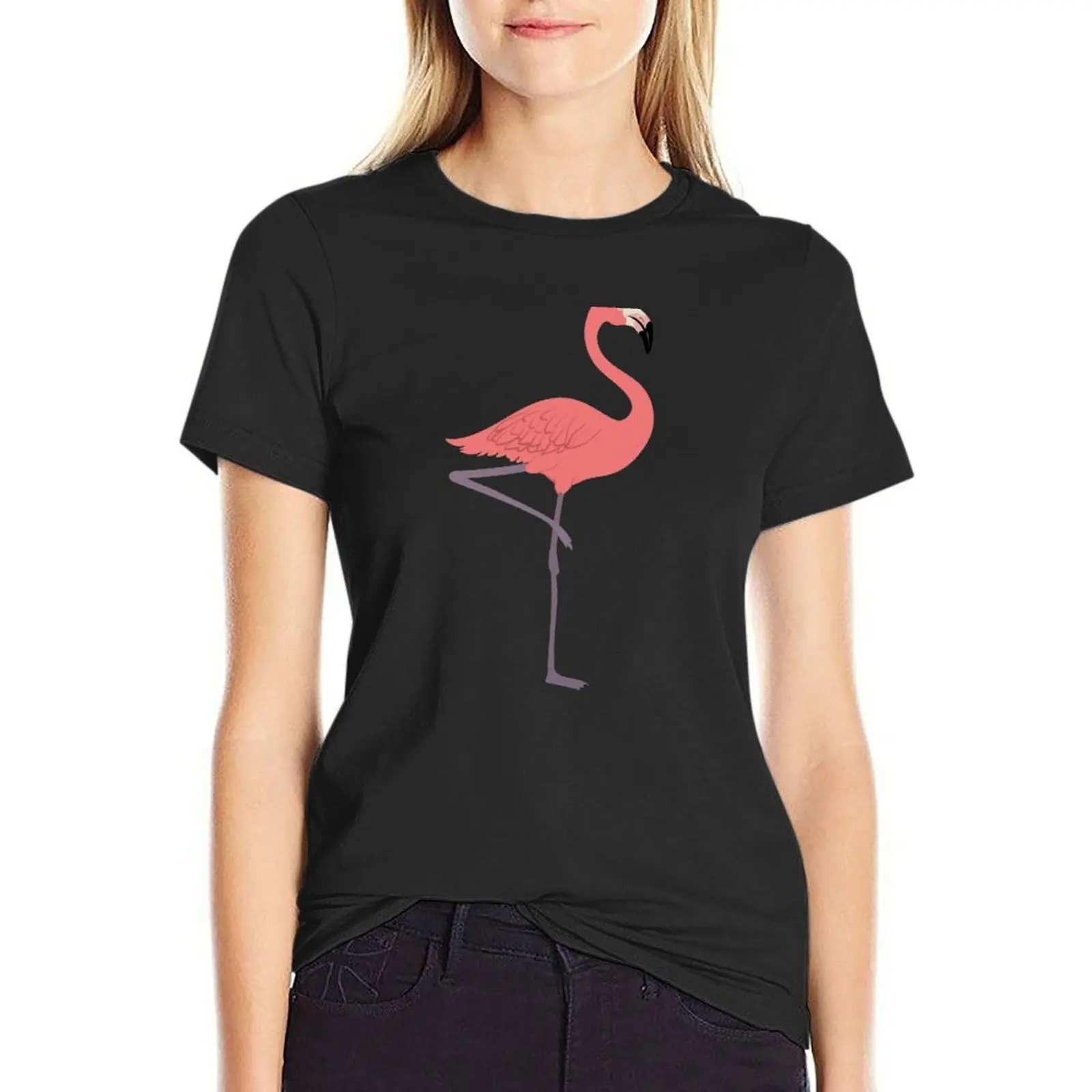 Pink Flamingo T-Shirt korean fashion Female clothing white t-shirt dress for Women sexy