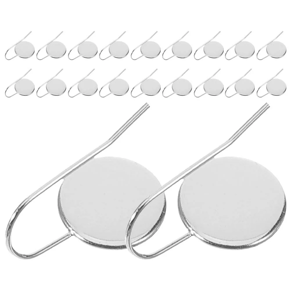 

20pcs Stainless Steel Earring Hooks Blanks Cabochon Bezel Trays Diy Jewelry Making Accessories Durable Round Pendant Plates