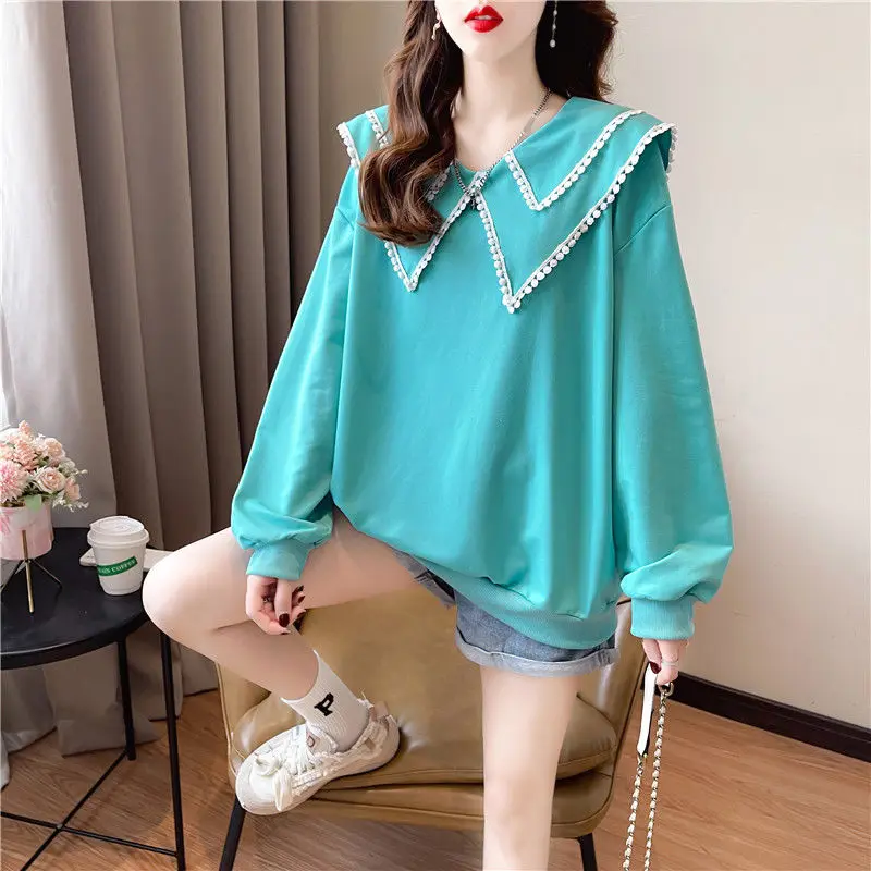 Spring Autumn New Thin Loose Lazy Style Hoodies Sweatshirts Long Sleeve Solid Korean Fashion Tops Casual Trend Women Clothing