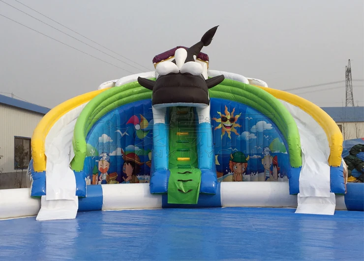 Wholesale Commercial PVC Large Kids Adult Killer Whale Slide Inflatable Playground  Water Park For 