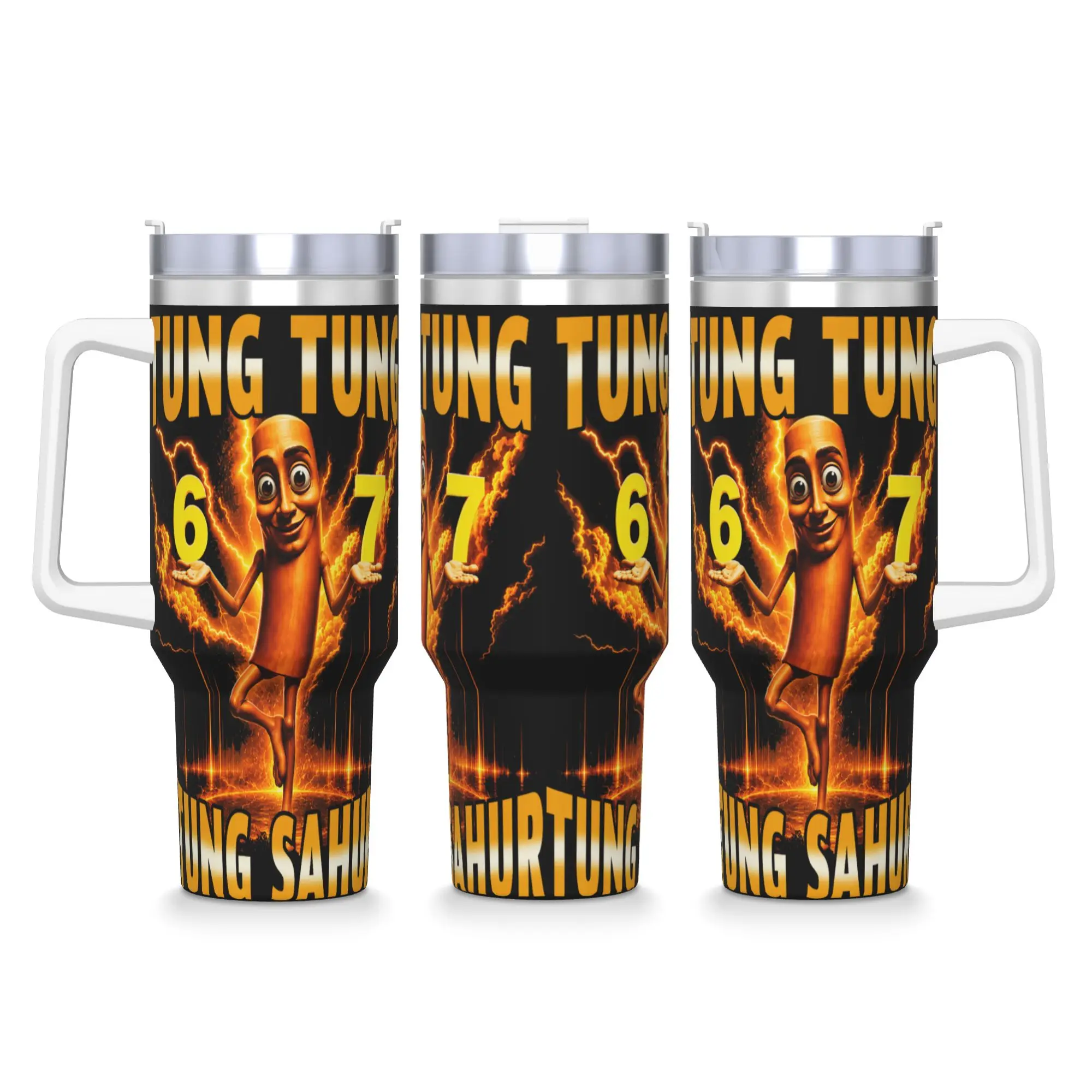Tung Tung Tung Sahur is Calling 67 Six Seven Meme Stainless Steel Tumbler Travel Mugs Cup Mug Heat Hot Drinks Milk Water Bottle