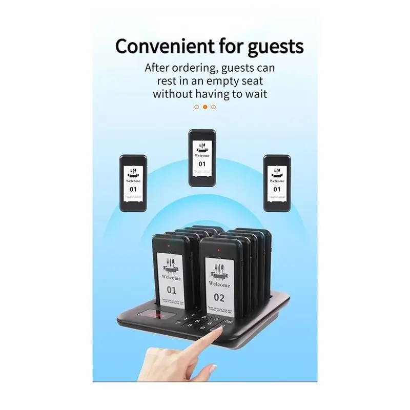Wireless Restaurant Pager+10 Coasters Buzzer Pager Receiver Calling System For Bar Cafe Food Court Food Shop