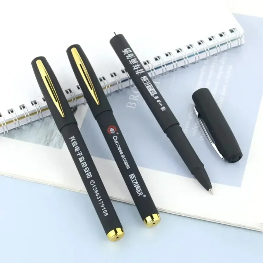 Custom Logo 100 Pcs Gel Pen with Clip Free Business Advertise Signature Pen 0.5 Black Multi Function Pen