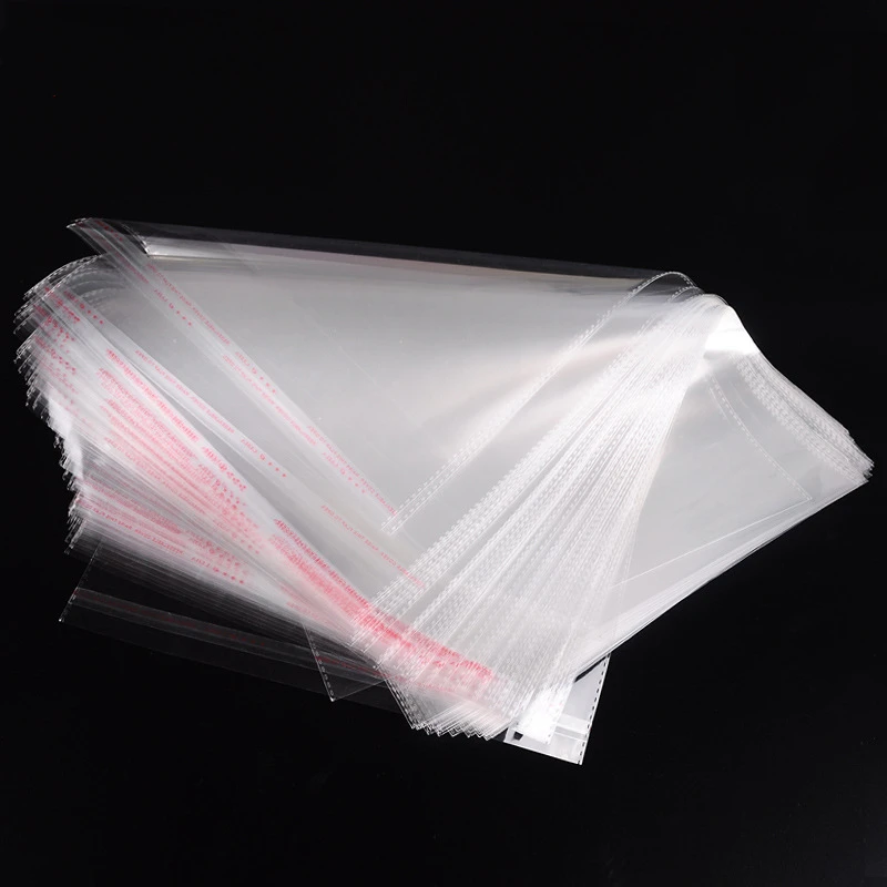 StoBag 100pcs Cellophane Self-adhesive Bag Plastic Opp Transparent Sealed Gift Jewelry Candy Chothes Packaging Clear Pouches