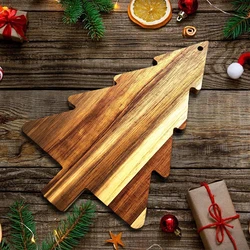 Wooden Christmas Tree Dinner Plate,Reusable Food Dish Display Plate,For Butcher Block Cheese And Vegetables Fruit & Salad