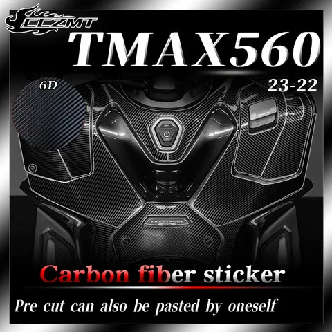 탄소 섬유 6D 보호 스티커 바디 장식 스티커 자동차 스티커 액세서리 수정 Yamaha TMAX560 2022 2023