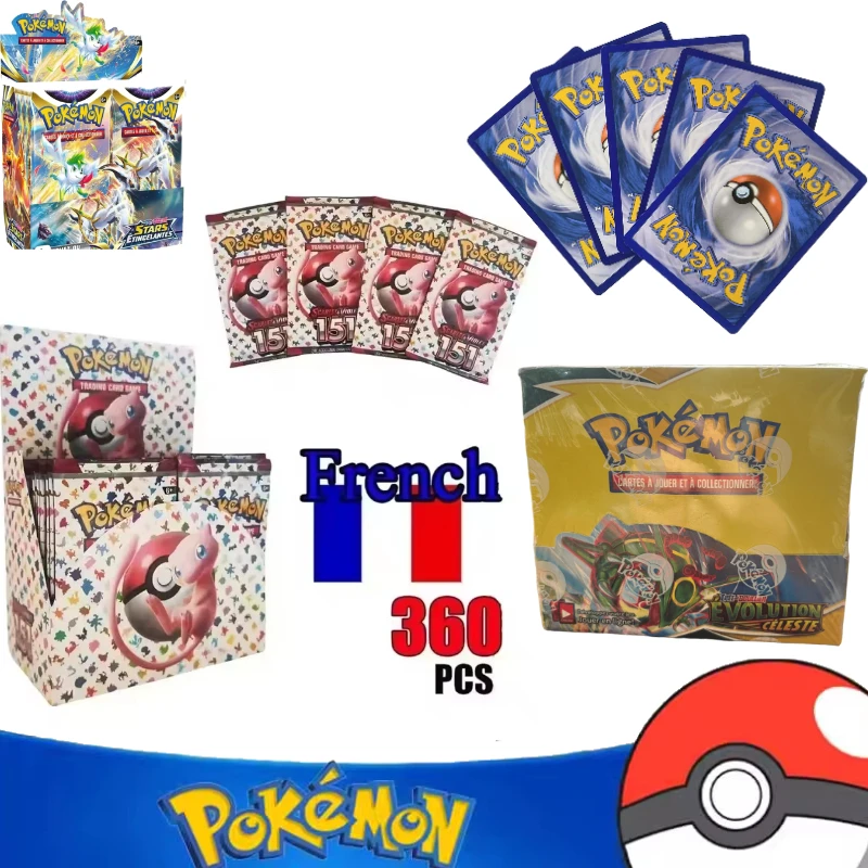 

360 шт., французская коллекционная игровая карта Pokemon SCARLET VIOLET Obsidian Flames EVOLUTION CELESTE Pokémon Booster, боевая карта передачи