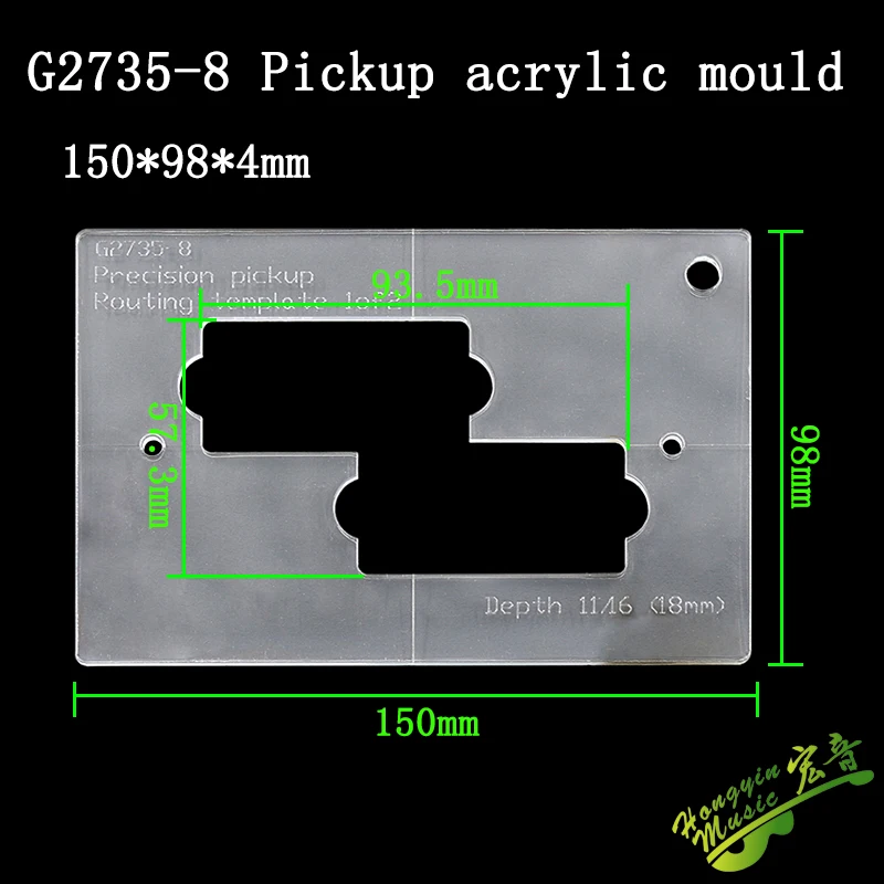 Make electric guitar internal template pickup line bin box piano bridge open hole slotted acrylic template