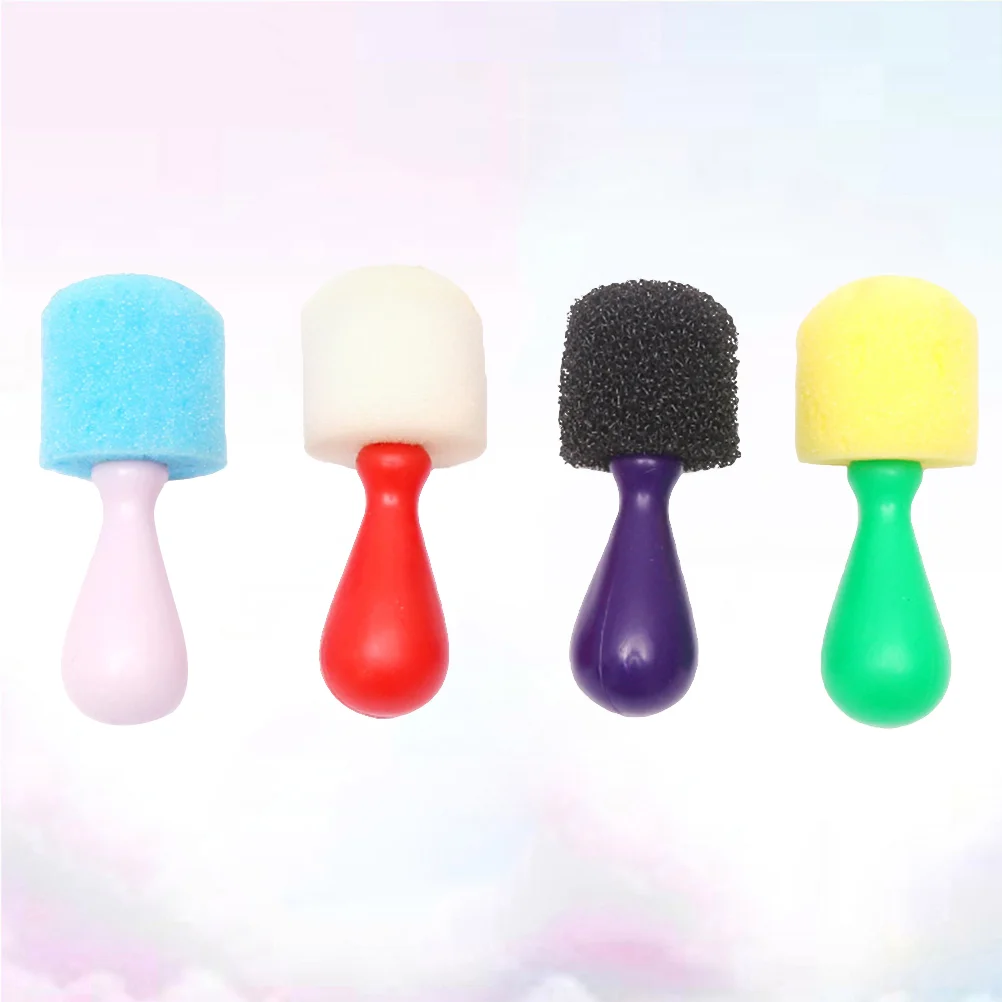 4pcs Spherical Paint Sponge Mini DIY Painting Sponge Seals Drawing Brush Doodle Tools for Kids (Random Color)