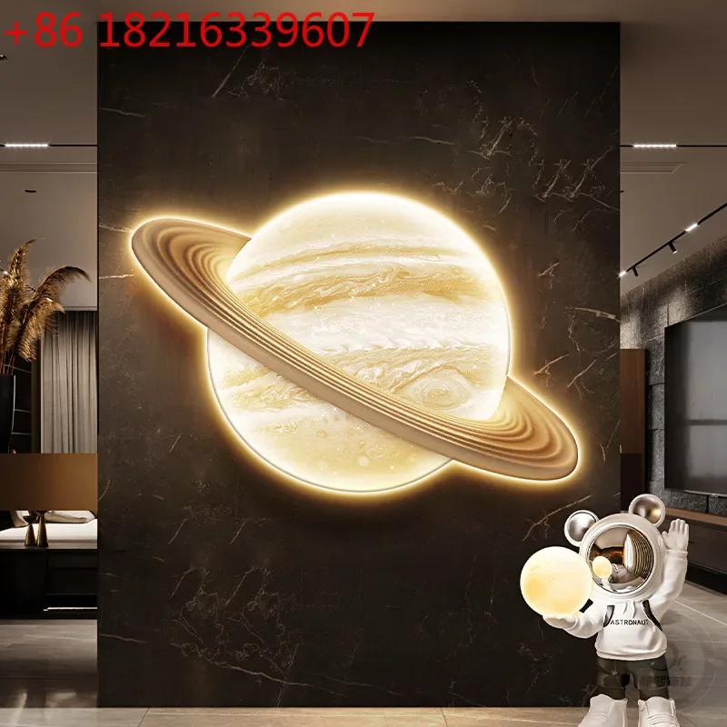 Corridor entrance decorative painting space background wall hanging painting row planet moon bedroom led light luminous mural