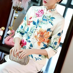 Haftowane chińskie topy damskie Hanfu Eleganti luźny płaszcz strój Tang kobiety w stylu etnicznym w stylu Vintage kurtka Harajuku wiosenny i jesienny nowy