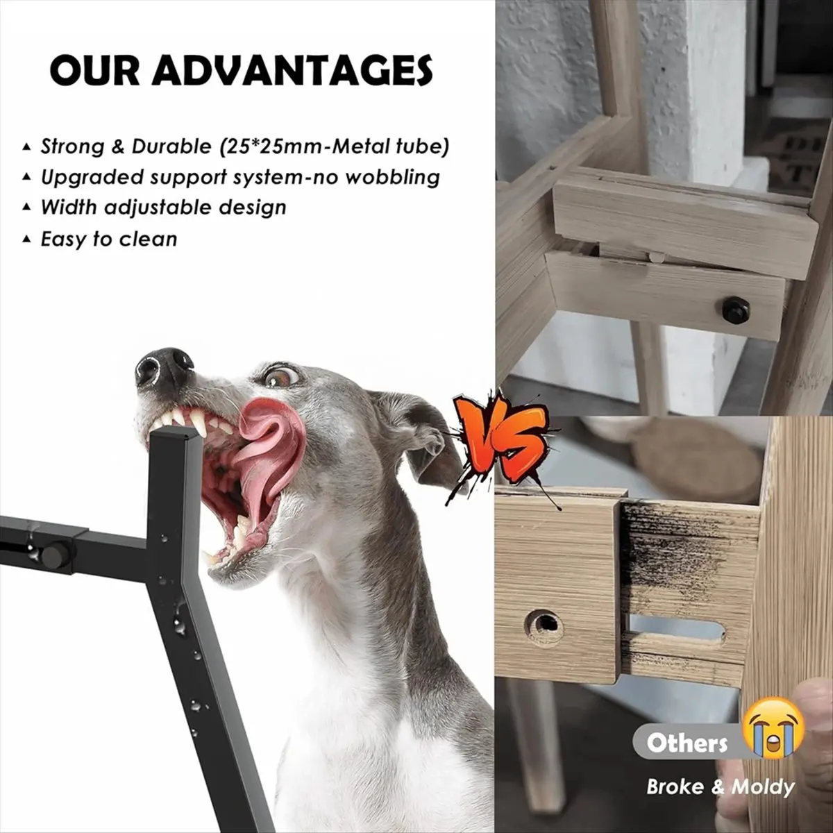 

Подставка для миски для собак средних и больших собак, приподнятые миски для собак с регулируемой шириной 7-10,6 дюйма, приподнятые миски для воды для корма для собак