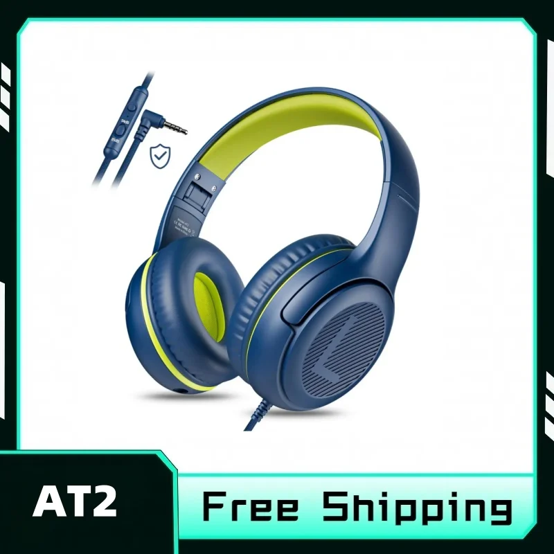 

AWATRUE AT2 Over-ear Wired Headphones Surround Sound Gaming Headphones Mic Soft Memory Ear Cups Suitable PC Gift Laptop 3.5mm