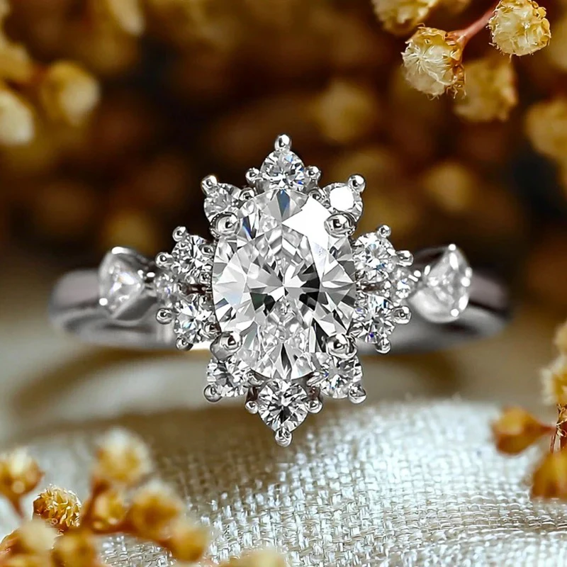 Huitan Eleganter Damenring für Hochzeit, Verlobung, luxuriös, mit hellblauem CZ-Stein, Party-Accessoires, zarter Damenschmuck, Geschenk – Detail 36