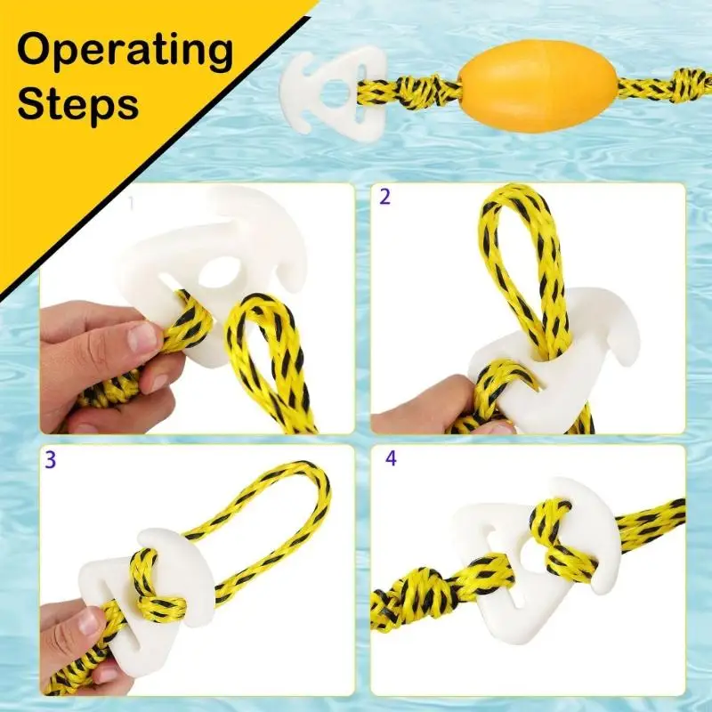 17FT Heavy Duty Doppel Haken Zugseil Zugband Abschleppseil Abschleppschnur mit Schaumstoffen Schwimmer für Wassersport und 69HD – Detail 10