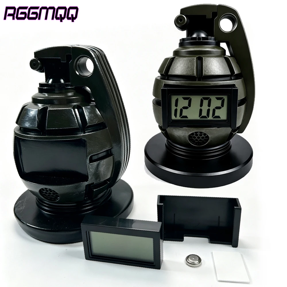 Novelty Grenade Alarm Clock, Loud Drill Sergeant Voice Alarm,Flashing LED Vibration Pull-Pin, 5 Alarm Modes, Military Desk Clock