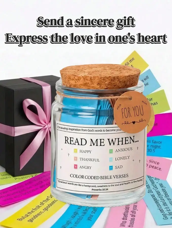 1Pc Glass Jar With Bible Verse, Mother's Day Gift, Suitable For Men And Women, Bible Verse Jar, Infusing The Sentiment Of 