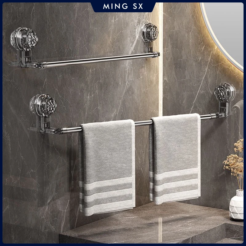 50-100CM Suction Cup Wall Towel Rack No Drilling Single Rod Retractable Towel Rack self-adhesive Storage Rack Kitchen Bathroom