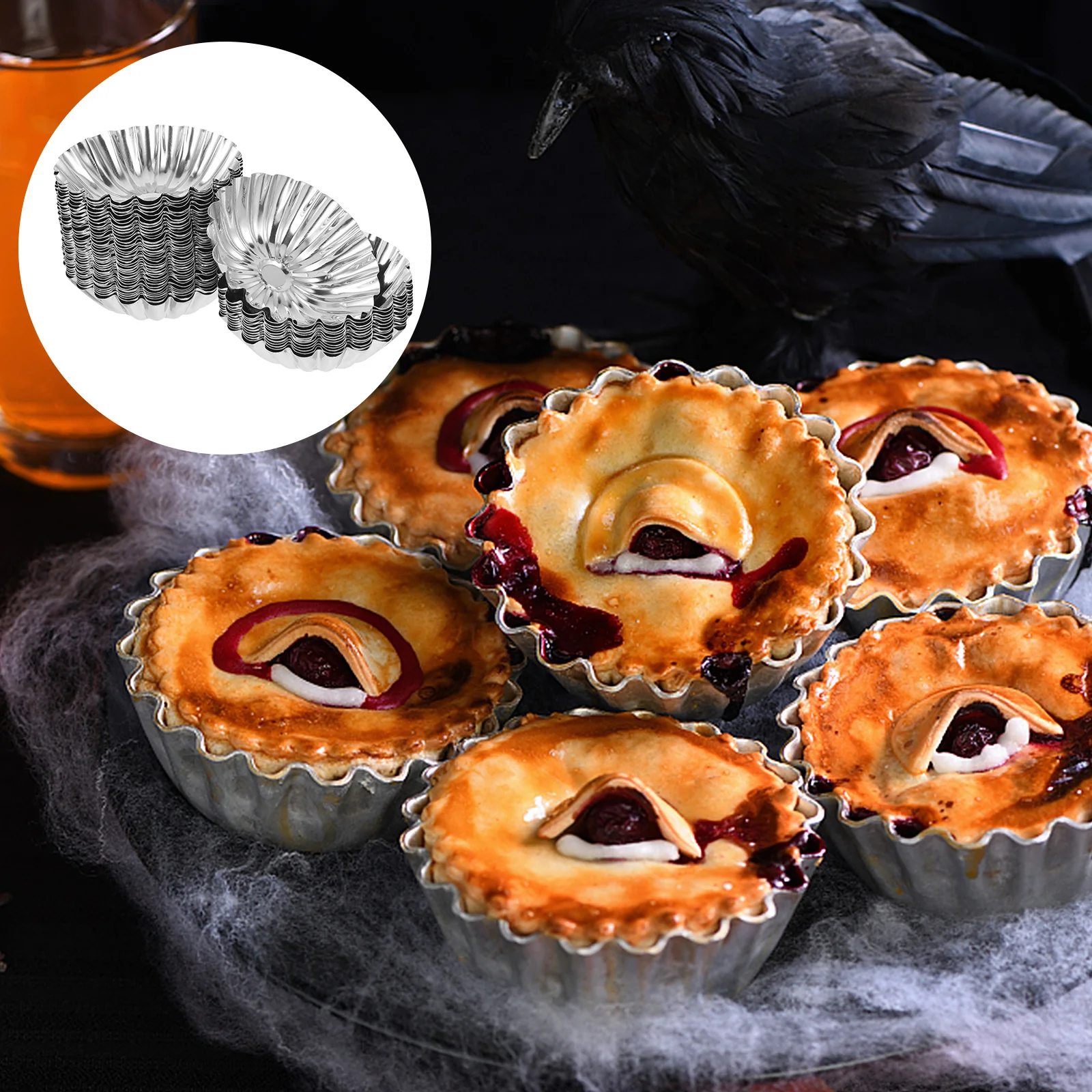 

50pcs Stainless Steel Egg Tart Reusable Nonstick Baking For Pudding Cupcakes Cheesecakes Desserts Home Kitchen Bakery Use Tart
