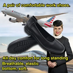 Healthy comfortable breathable soft and shock-absorbent genuine leather shoes with low heels Suitable for people stand for long